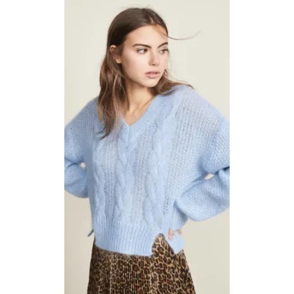Baum und Pferdgarten Sweater Blue Coralie Mohair Wool Cable Knit Pullover Sz XS - Picture 1 of 6